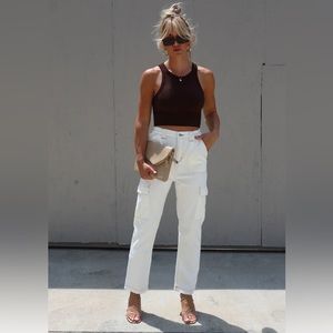 Vici Sancti Cargo Pants Dee Dilly Creamy White Jeans M/L NWOT